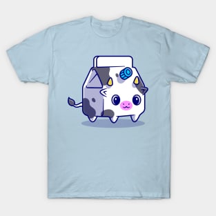 Cute Cow Milk Box Cartoon T-Shirt